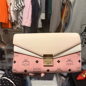 MCM Blush and Cream Clutch